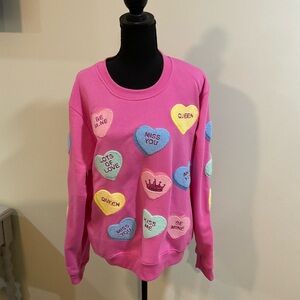 Pink Valentines Day Conversation Heart Sweatshirt